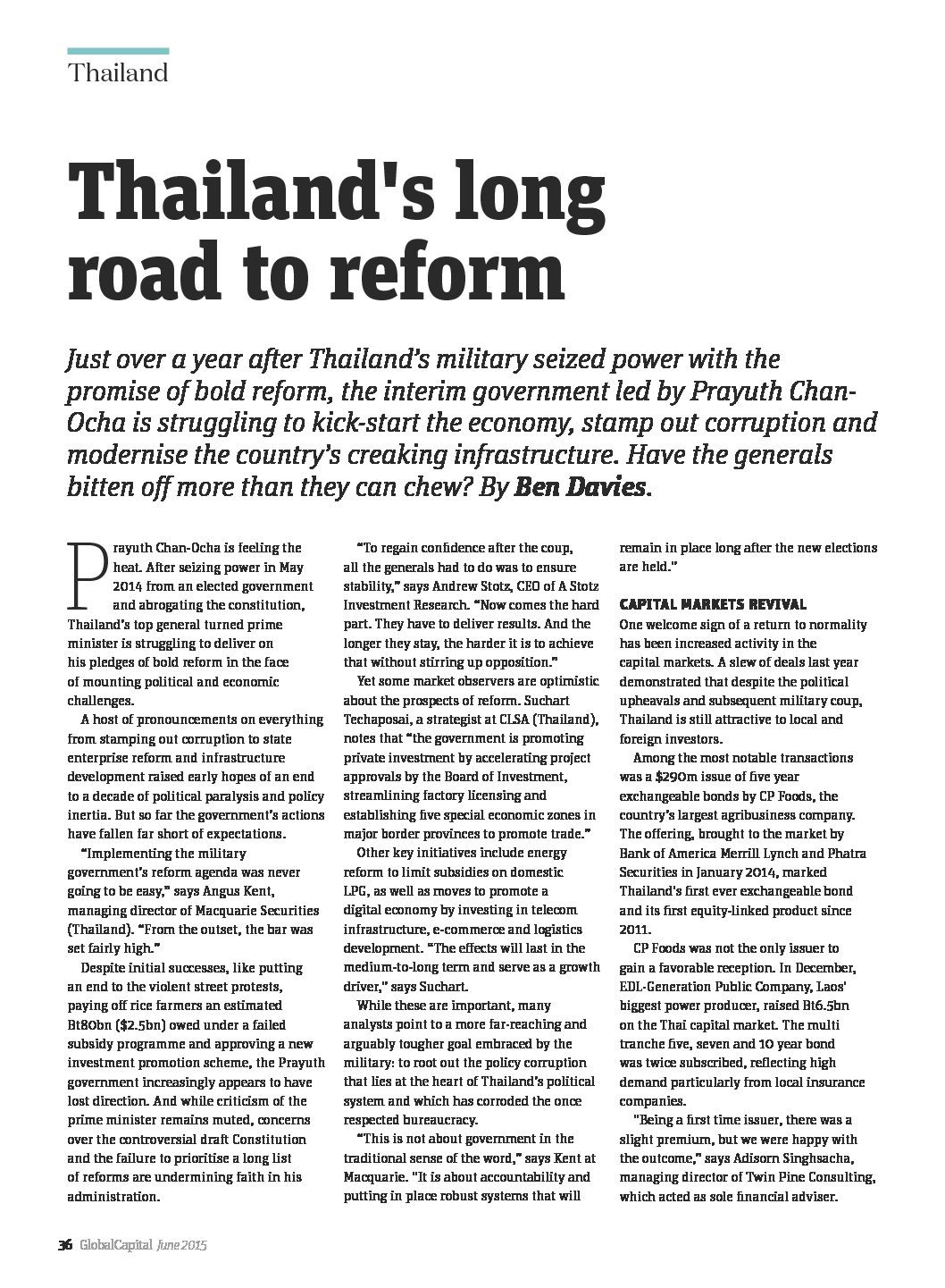 Global Capital Magazine – Thailand’s long road to reform