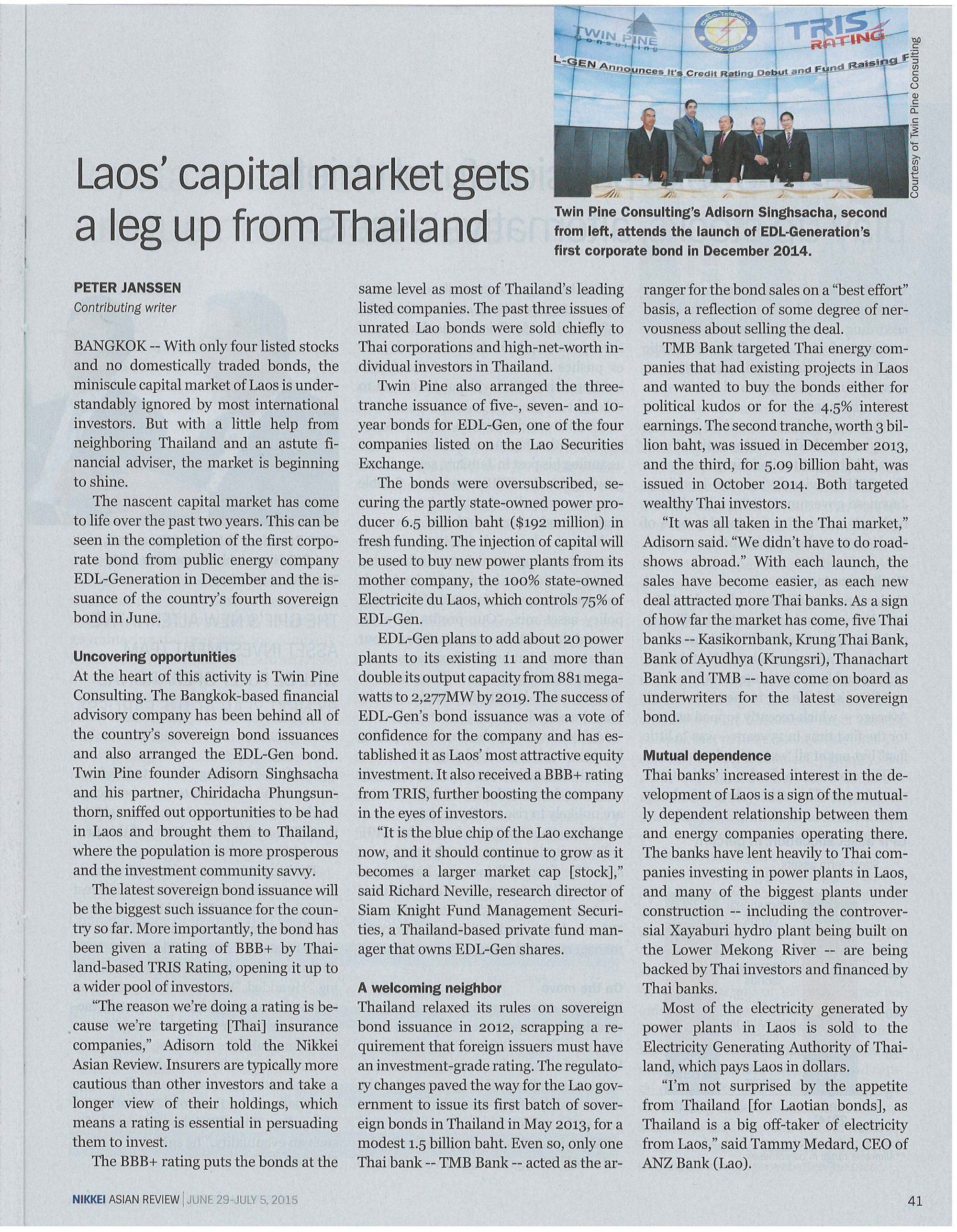 Nikkei Asian Review’s Magazine & Website – Laos’ capital market gets a leg up from Thailand
